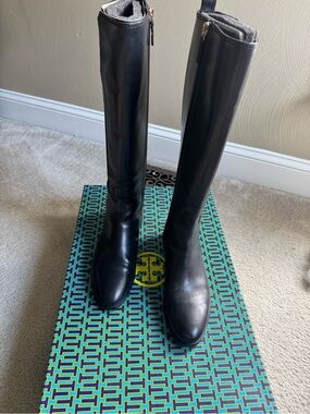 Black Leather Tall Riding Boots